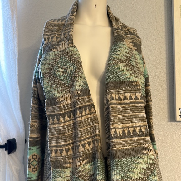Dreamers Multicolor and Gray Open Front Waterfall Sweater ** EUC ** - Picture 2 of 8